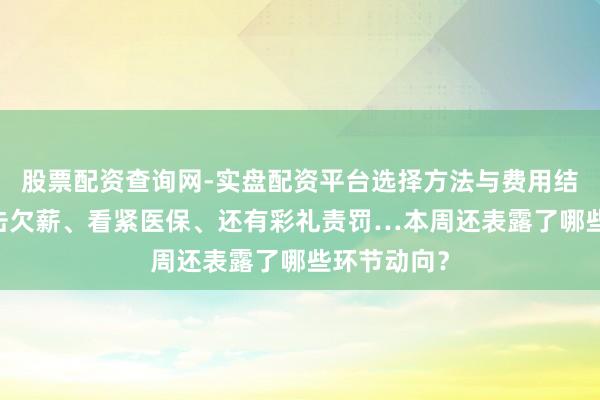 股票配资查询网-实盘配资平台选择方法与费用结构解析 打击欠薪、看紧医保、还有彩礼责罚…本周还表露了哪些环节动向？