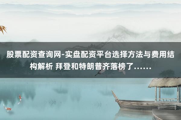 股票配资查询网-实盘配资平台选择方法与费用结构解析 拜登和特朗普齐落榜了……