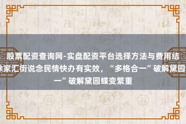 股票配资查询网-实盘配资平台选择方法与费用结构解析 徐家汇街说念民情快办有实效，“多格合一”破解黛园蝶变繁重
