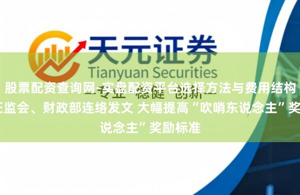 股票配资查询网-实盘配资平台选择方法与费用结构解析 证监会、财政部连络发文 大幅提高“吹哨东说念主”奖励标准