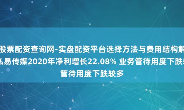 股票配资查询网-实盘配资平台选择方法与费用结构解析 弘易传媒2020年净利增长22.08% 业务管待用度下跌较多