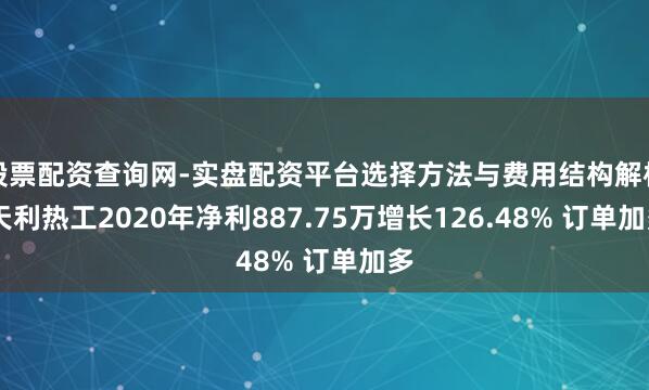 股票配资查询网-实盘配资平台选择方法与费用结构解析 天利热工2020年净利887.75万增长126.48% 订单加多