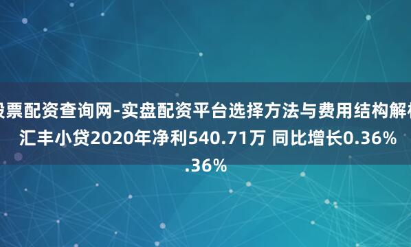 股票配资查询网-实盘配资平台选择方法与费用结构解析 汇丰小贷2020年净利540.71万 同比增长0.36%