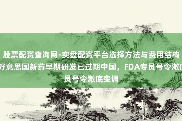 股票配资查询网-实盘配资平台选择方法与费用结构解析 好意思国新药早期研发已过期中国，FDA专员号令澈底变调