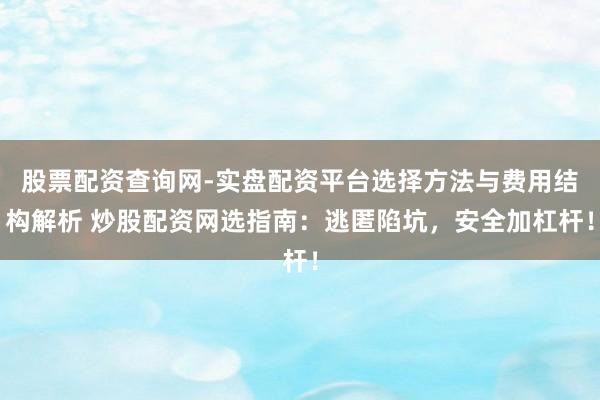 股票配资查询网-实盘配资平台选择方法与费用结构解析 炒股配资网选指南：逃匿陷坑，安全加杠杆！