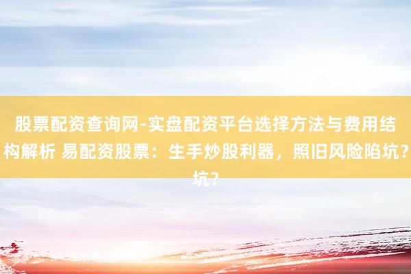 股票配资查询网-实盘配资平台选择方法与费用结构解析 易配资股票：生手炒股利器，照旧风险陷坑？