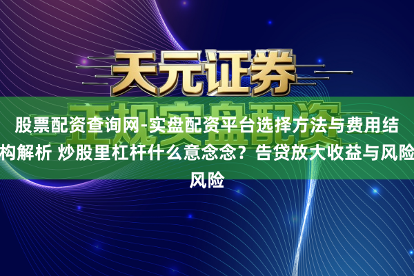 股票配资查询网-实盘配资平台选择方法与费用结构解析 炒股里杠杆什么意念念？告贷放大收益与风险