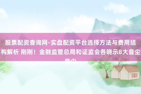 股票配资查询网-实盘配资平台选择方法与费用结构解析 刚刚！金融监管总局和证监会各晓示8大音尘